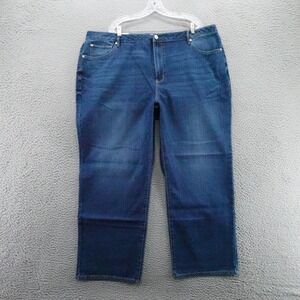 Seven7 Loose Straight High Rise Jeans Confident Blue Plus Size 24W NEW